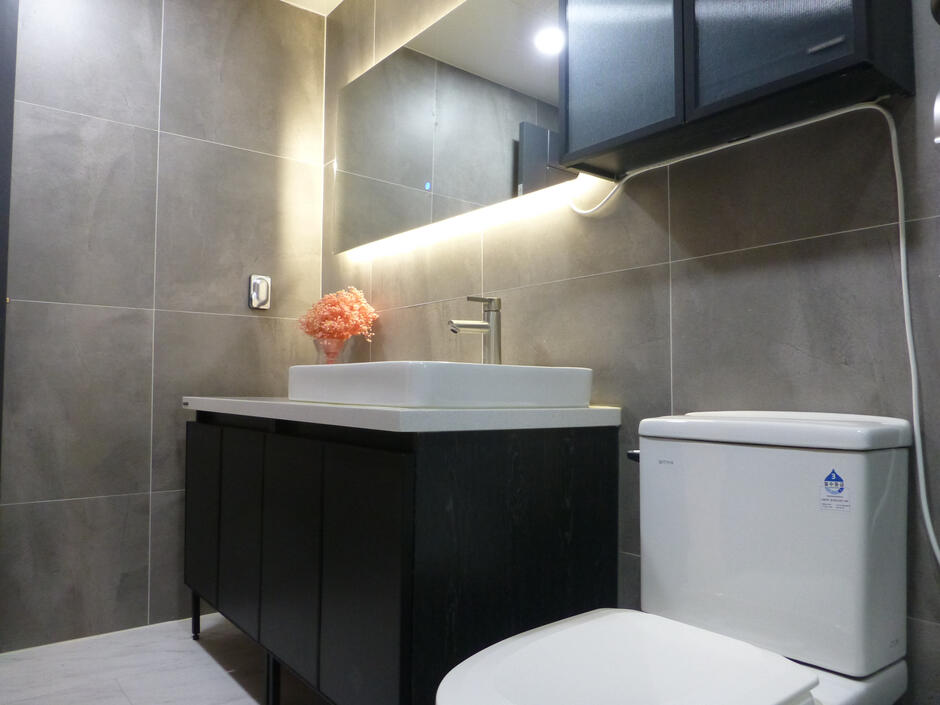 Look in the cabinets for cleaning and paper products