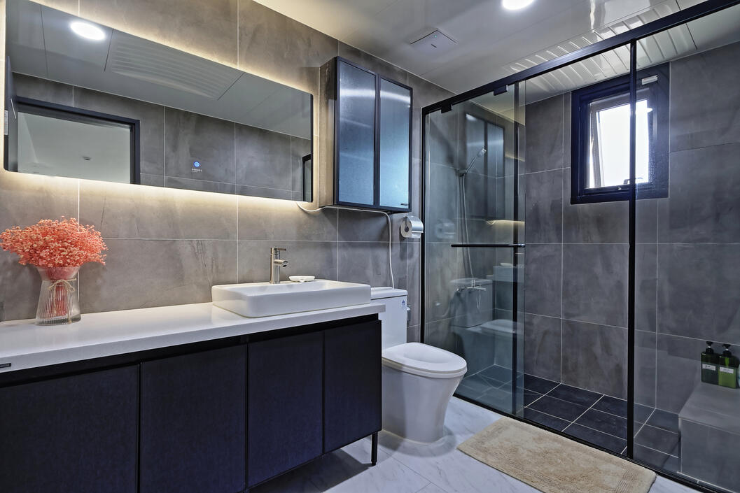 The master bath is very spacious and convenient.